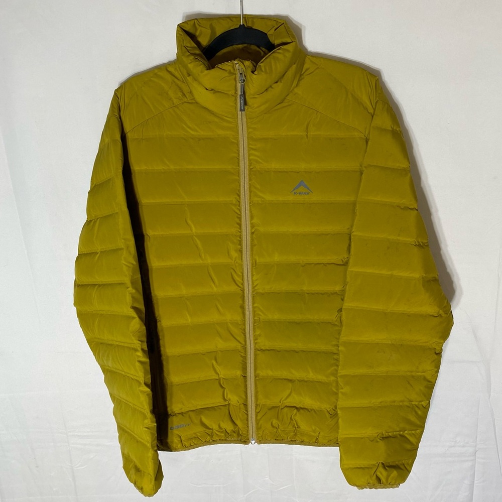 K-Way Mustard Rio White Duck Down Filled Puffer Jacket M